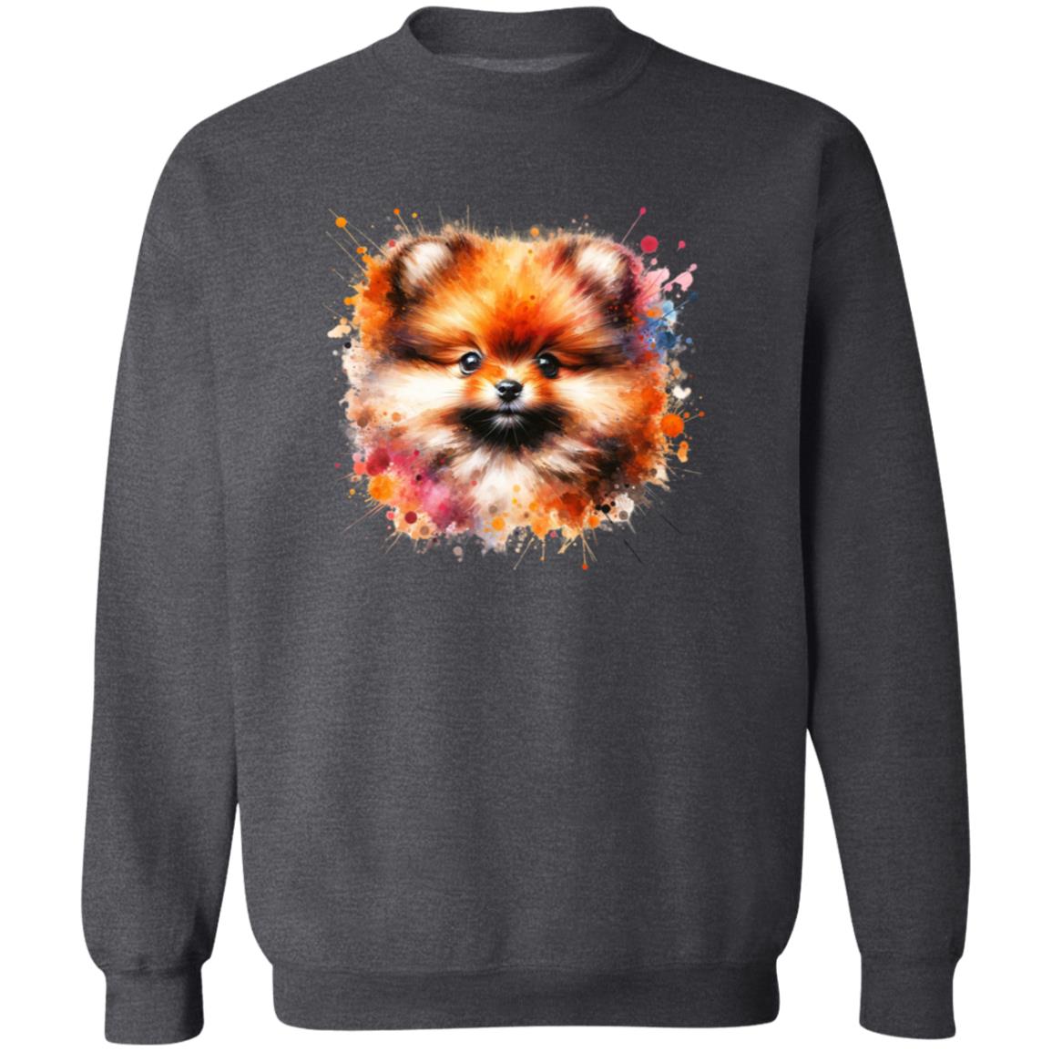 Pomeranian Dog Color Splash Unisex Sweatshirt Black Navy Dark Heather-Family-Gift-Planet