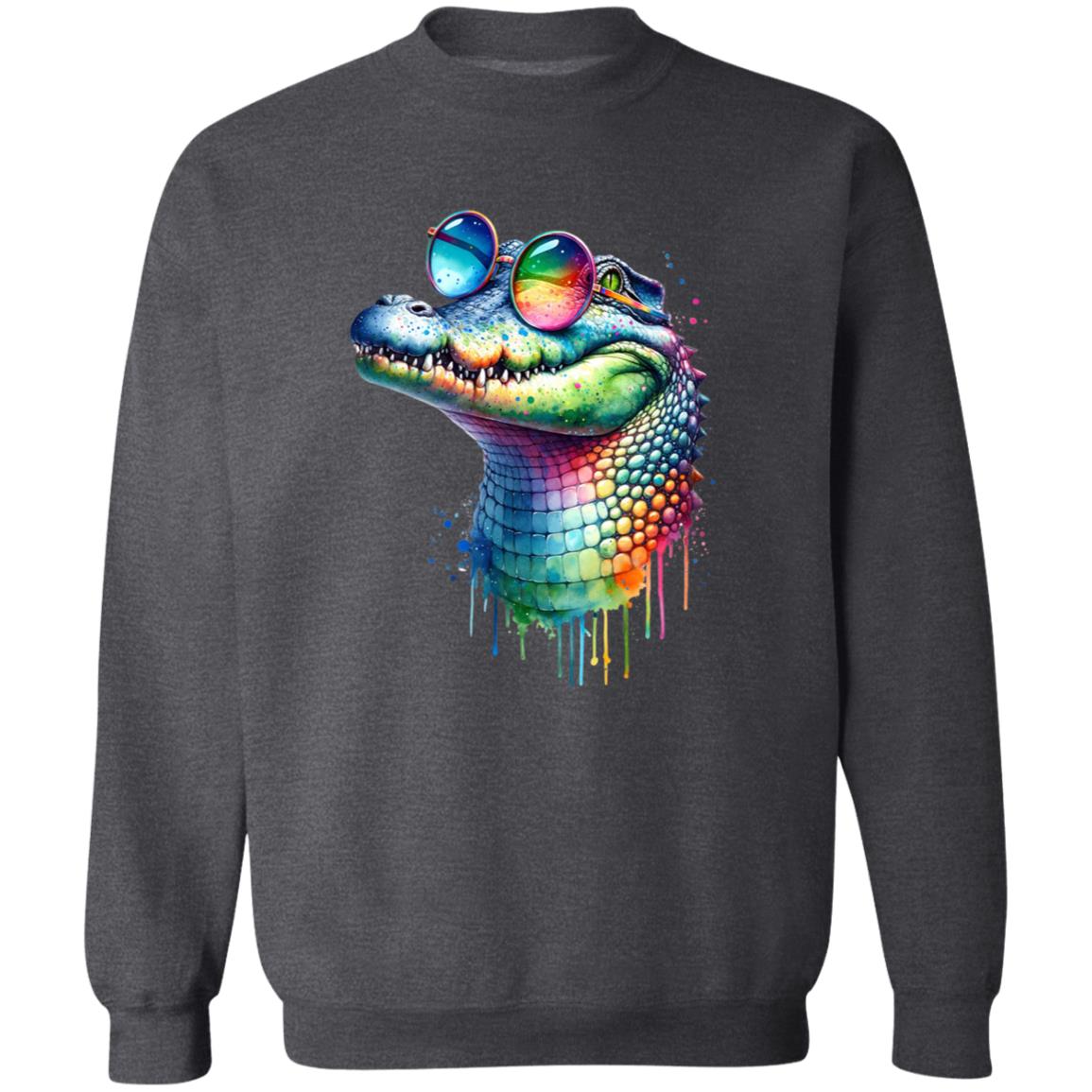 Cool crocodile with eyeglasses Color Splash Unisex Sweatshirt-Family-Gift-Planet