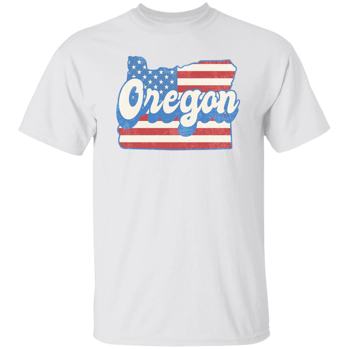 Oregon US flag Unisex T-Shirt American patriotic OR state tee White Ash Blue-White-Family-Gift-Planet