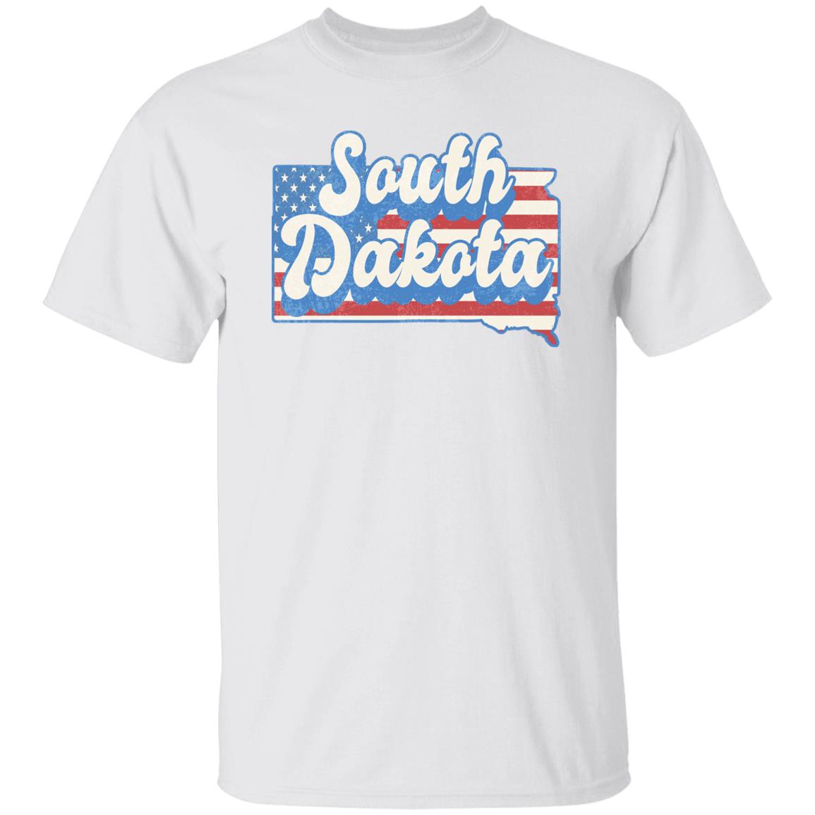 South Dakota US flag Unisex T-Shirt American patriotic SD state tee White Ash Blue-White-Family-Gift-Planet