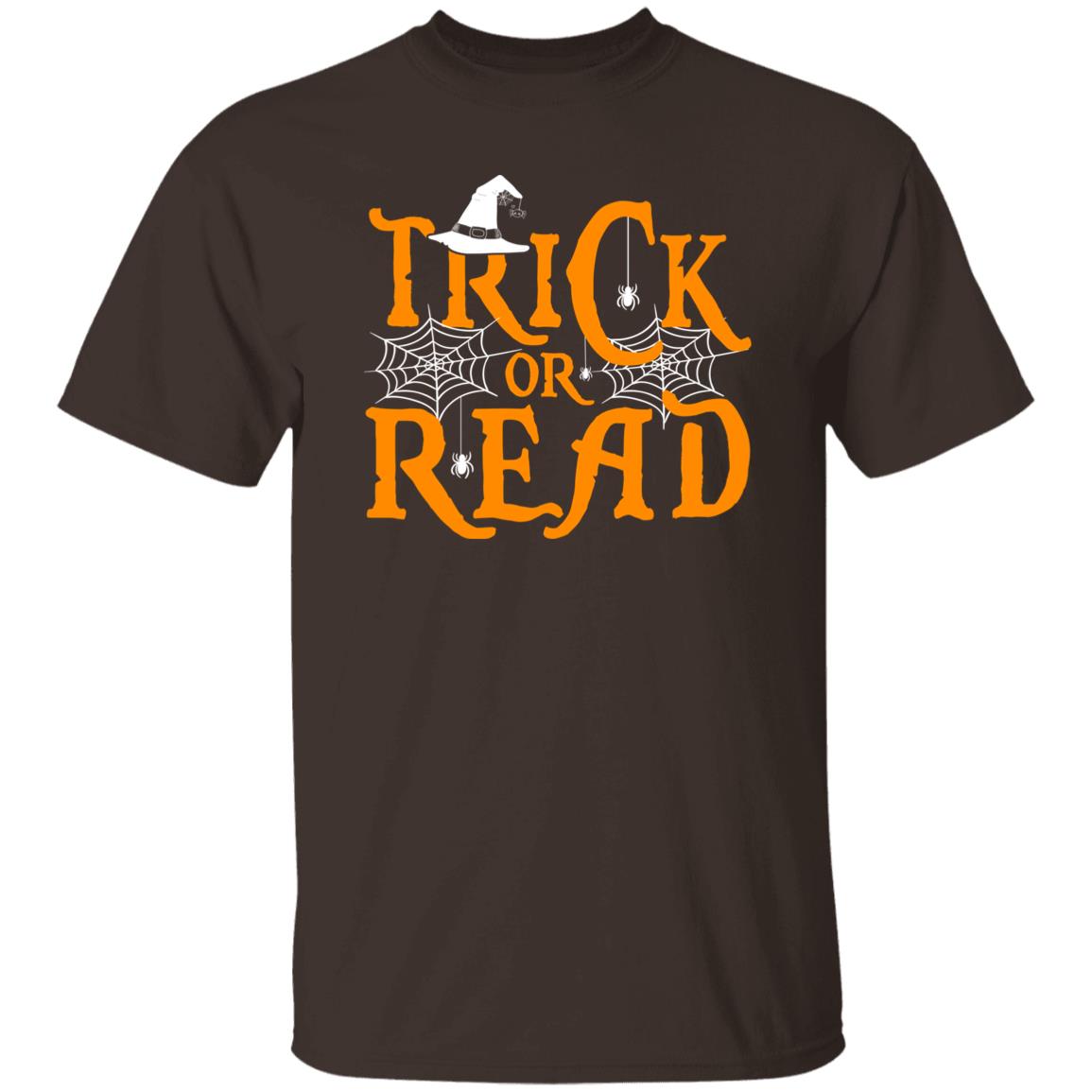 Trick or read Halloween Unisex T-Shirt Librarian Reading teacher tee Black Dark Chocolate-Family-Gift-Planet
