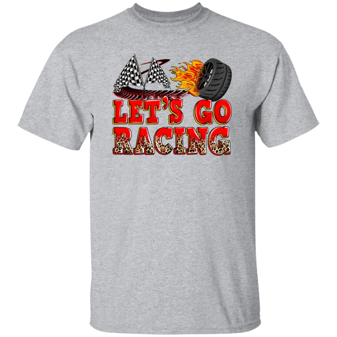 Lets go racing T-Shirt gift Leopard skin racer race day Unisex Tee Sand White Sport Grey-Family-Gift-Planet