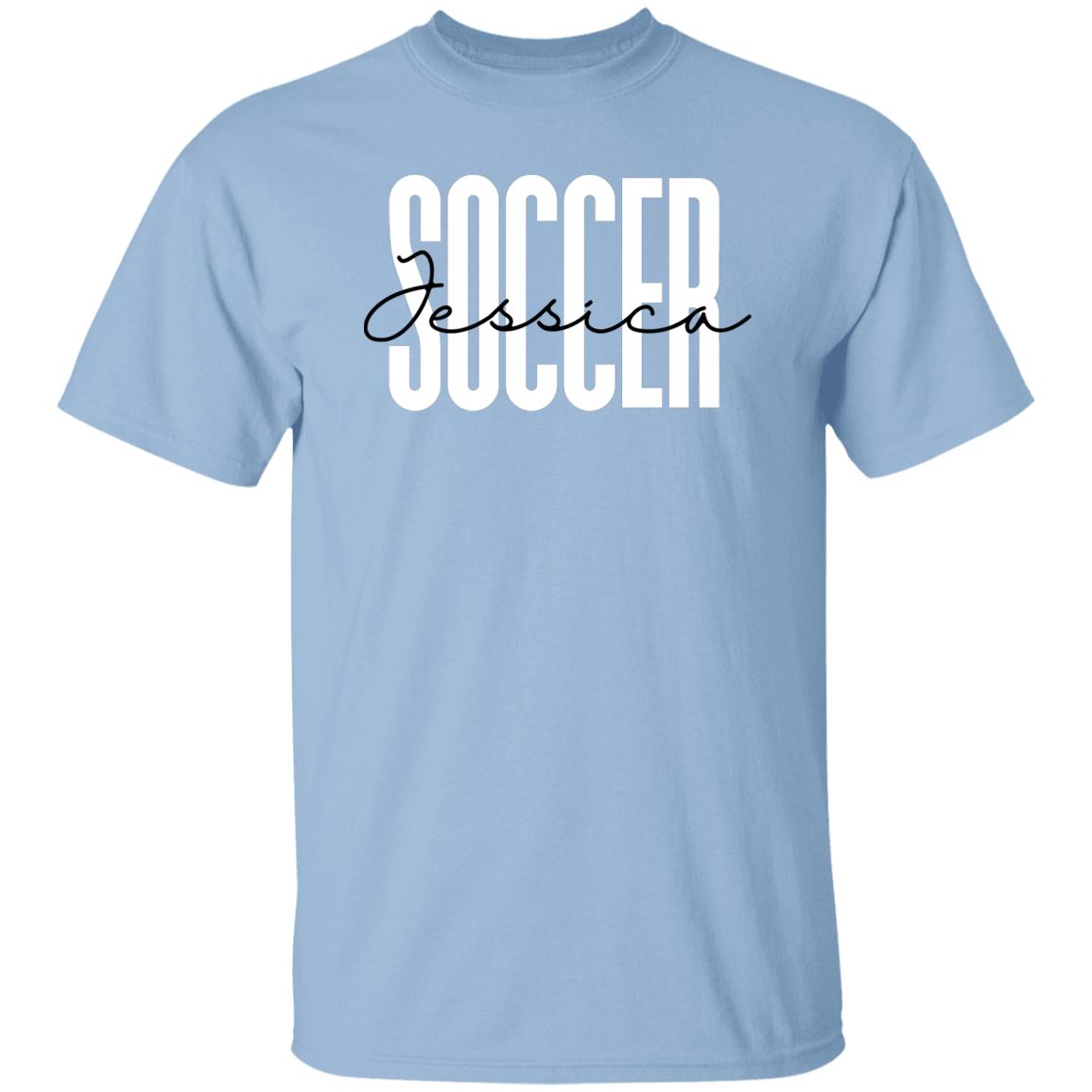 Personalized Soccer T-shirt gift Custom name Soccer player Soccer mom Unisex Tee Sand Pink Light Blue-Family-Gift-Planet