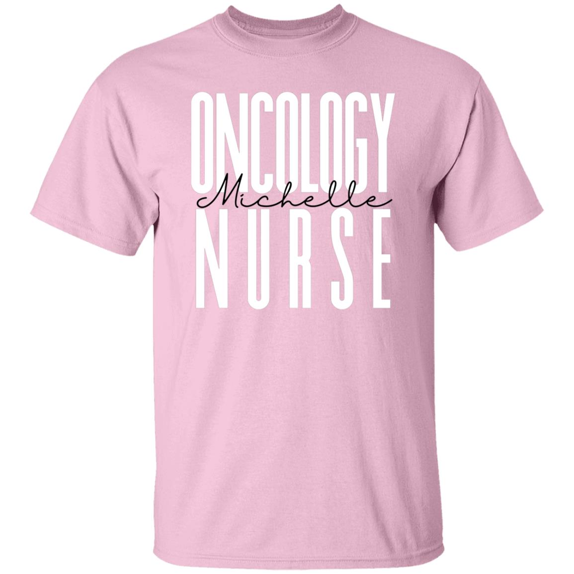 Personalized Oncology nurse T-shirt gift Custom name Chemo infusion nurse Unisex Tee Sand Pink Light Blue-Family-Gift-Planet