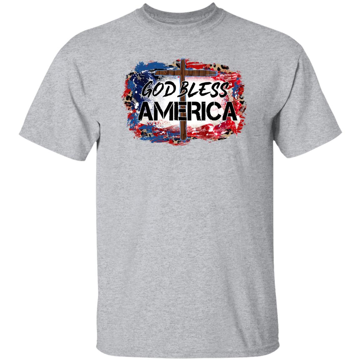 God Bless America T-Shirt gift Faith cross Patriotic USA Unisex tee Sand White Sport Grey-Family-Gift-Planet