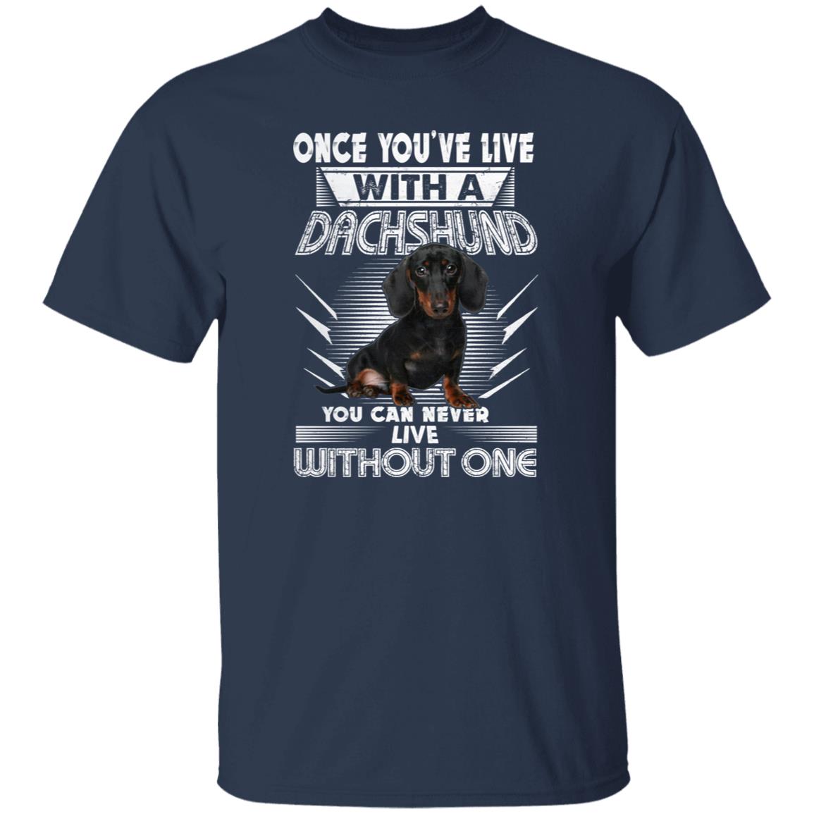 Live with a dachshund Unisex t-shirt gift Dachshund owner tee black navy dark heather-Family-Gift-Planet