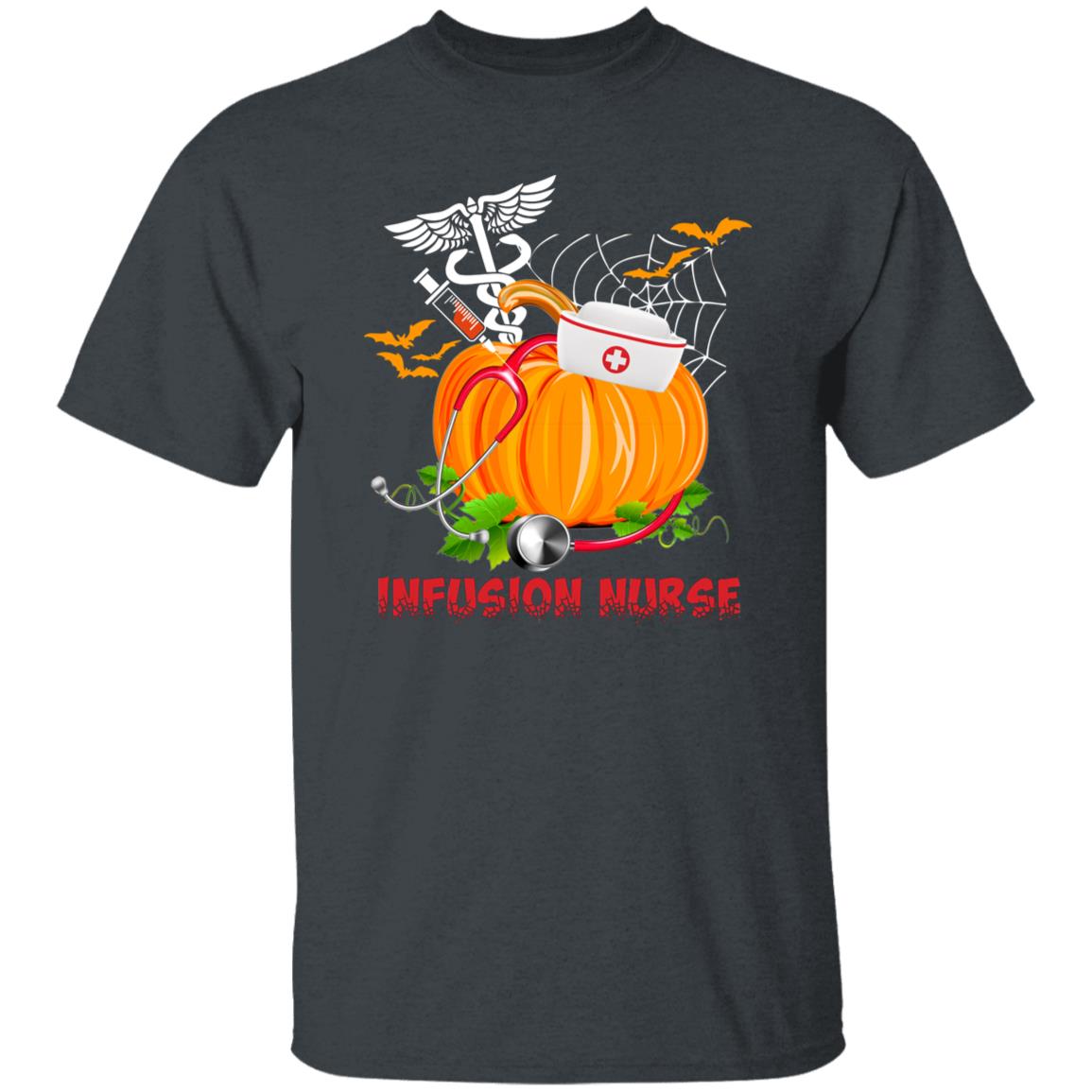 Infusion nurse Halloween Unisex T-Shirt Scary Spooky IV Therapy Oncology nurse tee Black Dark Heather-Family-Gift-Planet