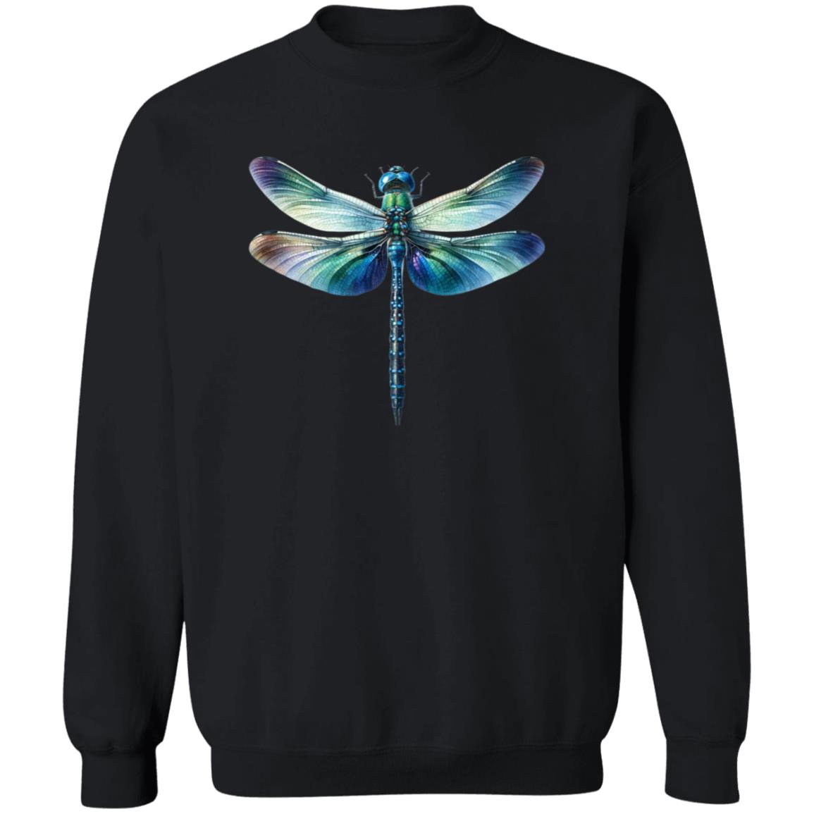 Blue Dragonfly Color Splash Unisex Sweatshirt Black Navy Dark Heather-Family-Gift-Planet