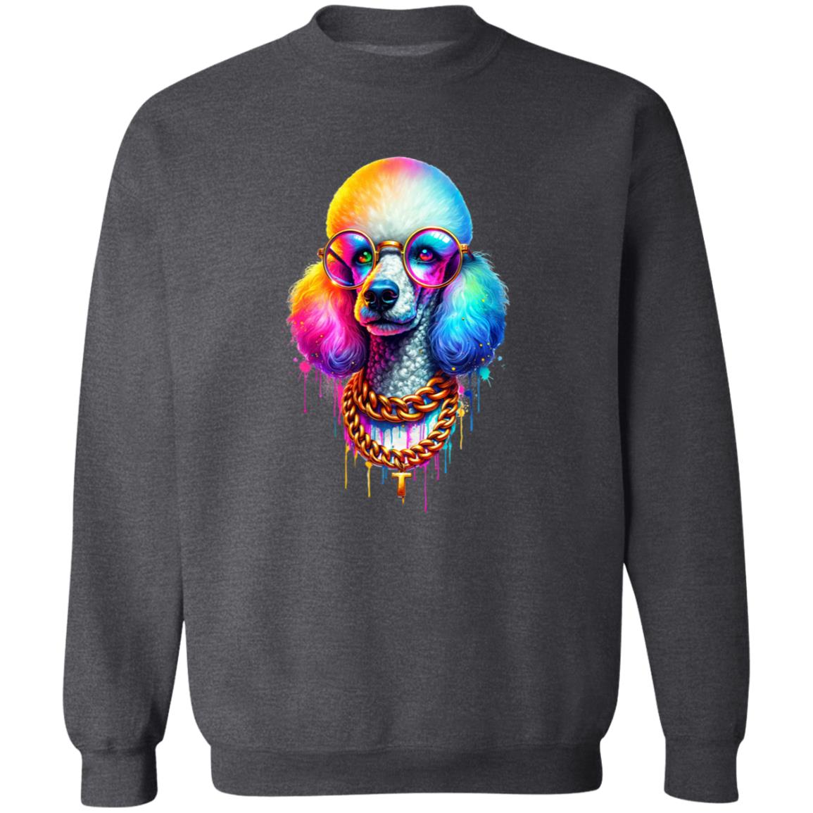 Poodle with glasses hip style Color Splash Unisex Sweatshirt Black Navy Dark Heather-Family-Gift-Planet
