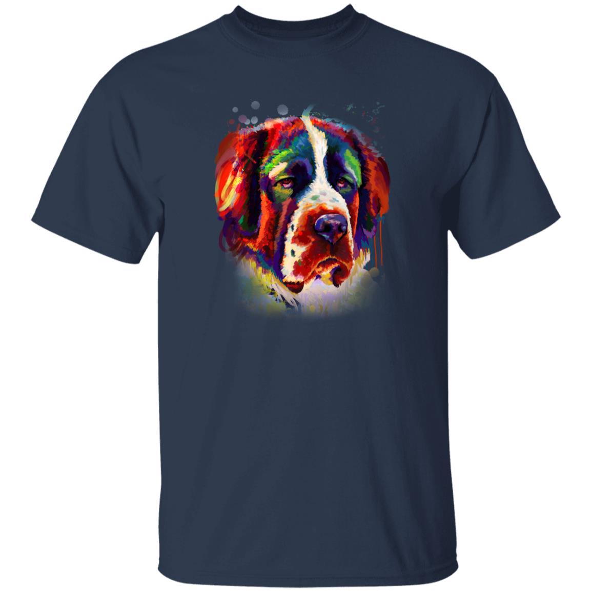 Watercolor Bernard dog Unisex shirt S-2XL black navy dark heather-Navy-Family-Gift-Planet