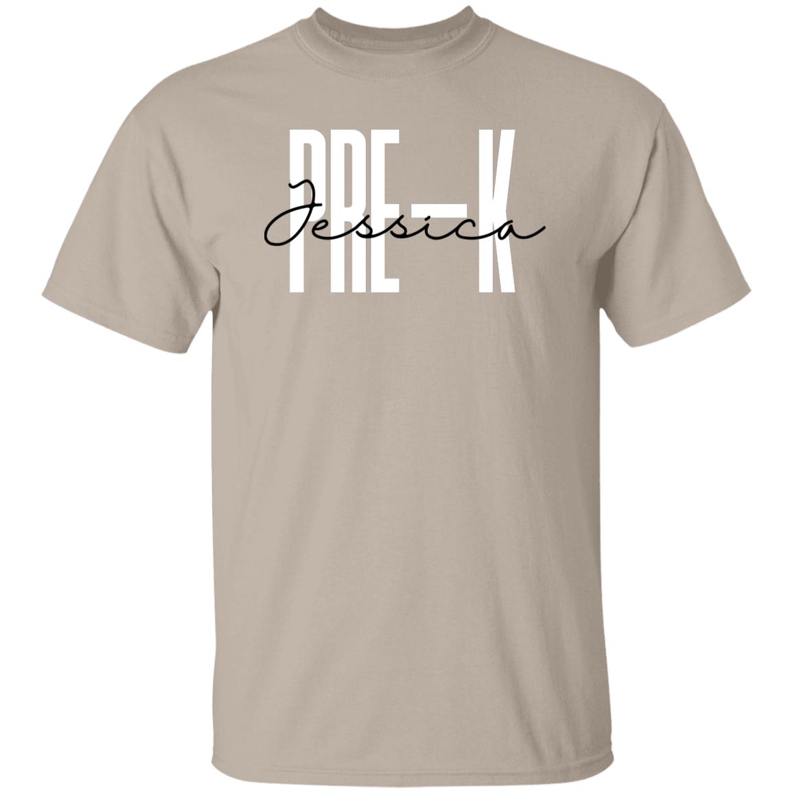 Personalized Pre-k T-shirt gift Custom name Pre-kindergarten teacher Unisex Tee Sand Pink Light Blue-Family-Gift-Planet