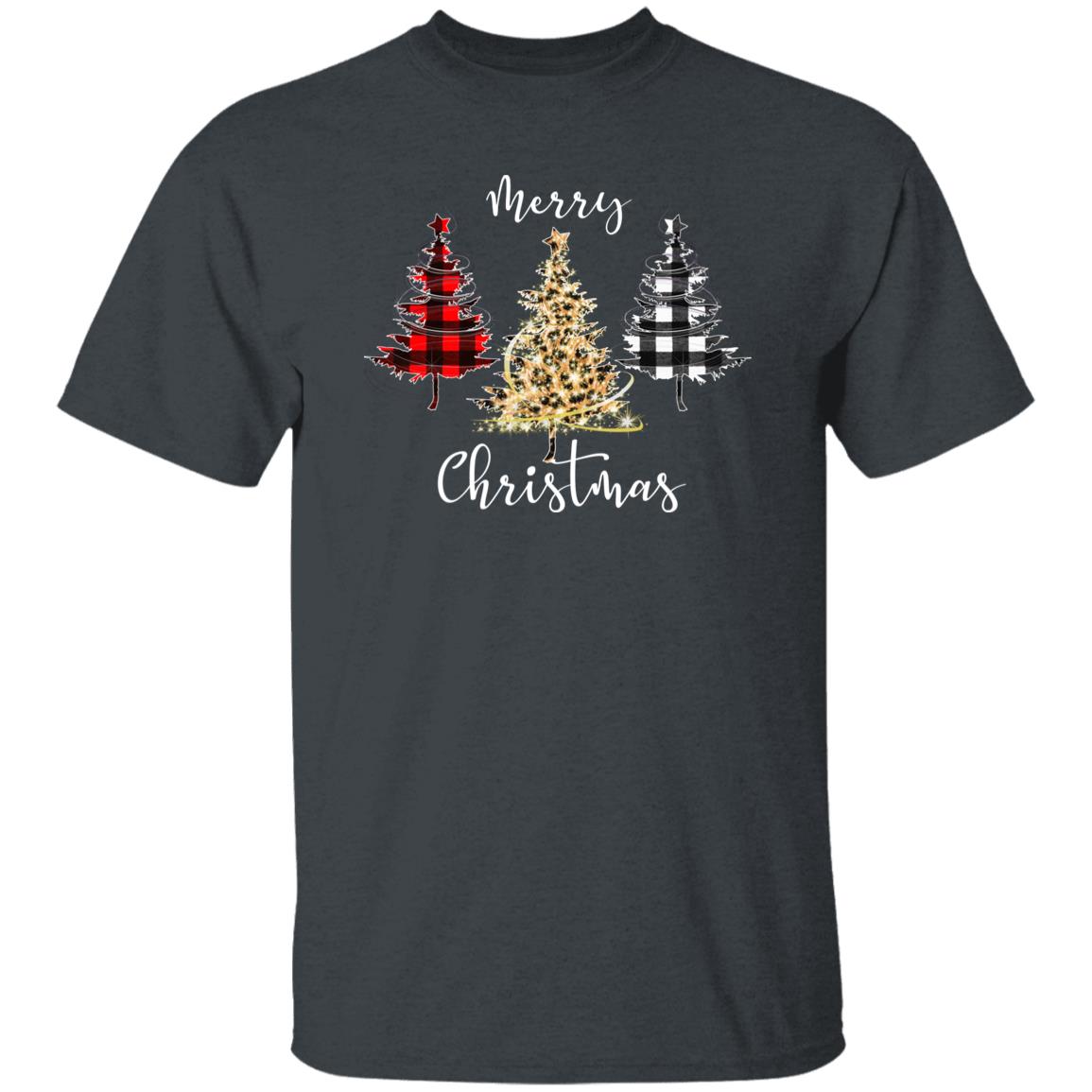 Merry Christmas Unisex shirt cute Holiday trees tee Black Dark Heather-Family-Gift-Planet