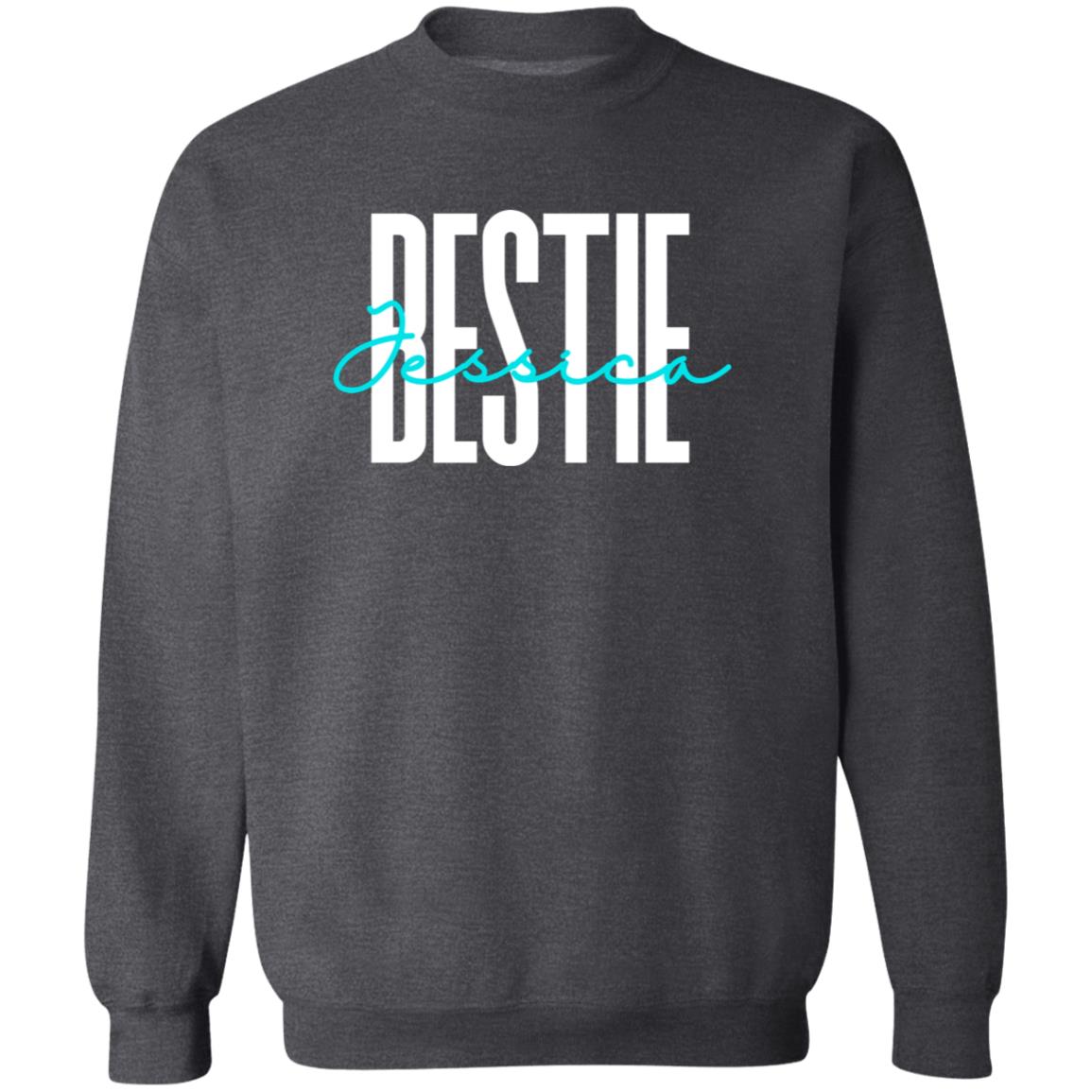 Personalized Bestie Unisex Sweatshirt Custom name friends Sand Black Dark Heather-Family-Gift-Planet