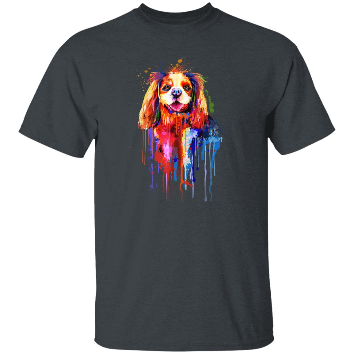 Watercolor splash Cavalier dog Unisex shirt S-2XL black navy dark heather-Dark Heather-Family-Gift-Planet