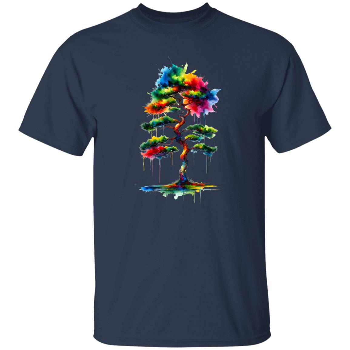 Mystical Tree Color Splash Unisex T-shirt abstract tree tee Black Navy Dark Heather-Family-Gift-Planet