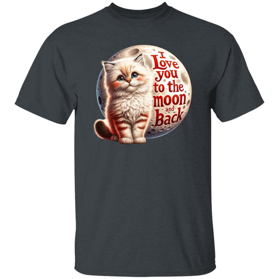 I love you to the moon in back Unisex T-shirt Cat and moon tee Black Navy Dark Heather-Family-Gift-Planet