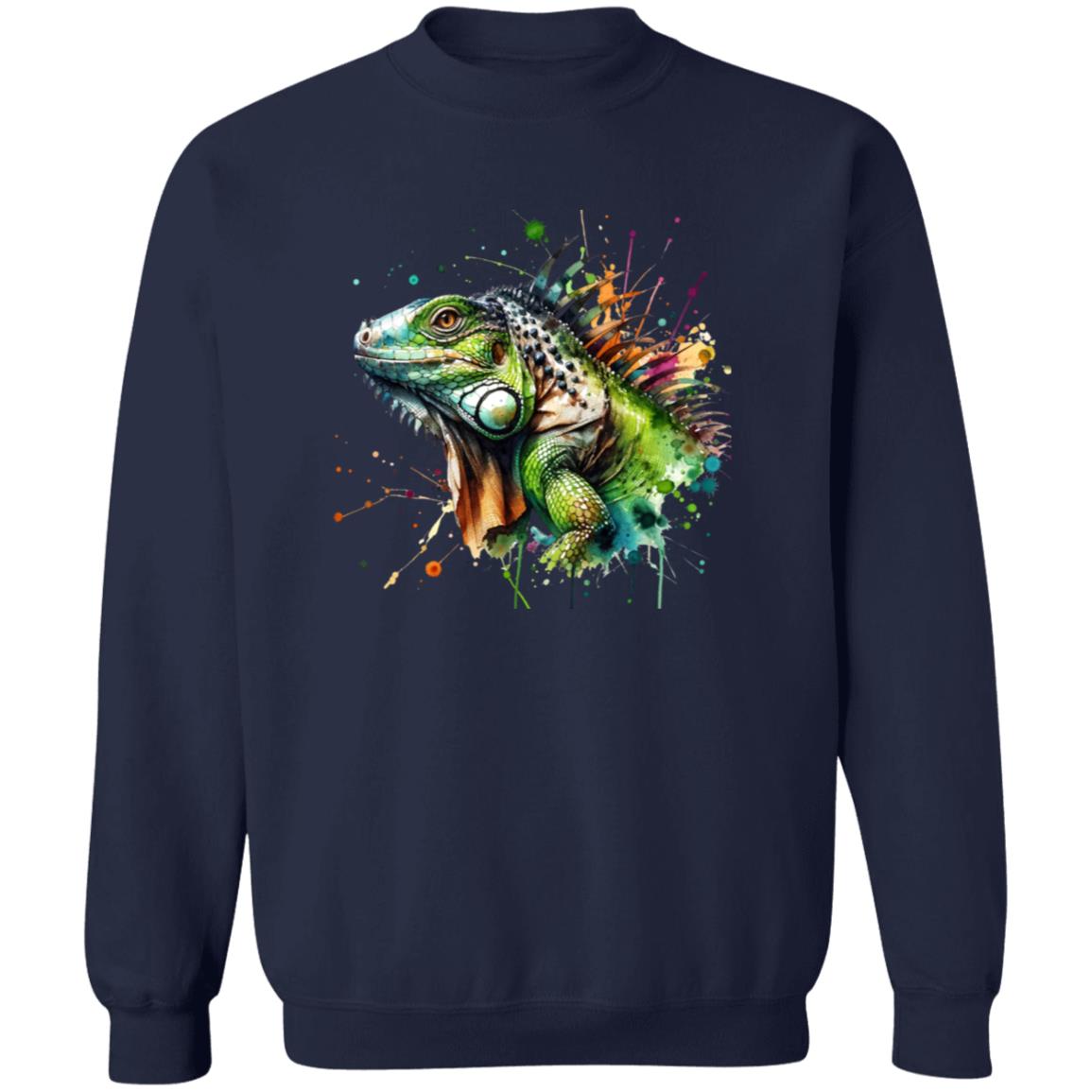 Iguana Color Splash Unisex Sweatshirt Black Navy Dark Heather-Family-Gift-Planet