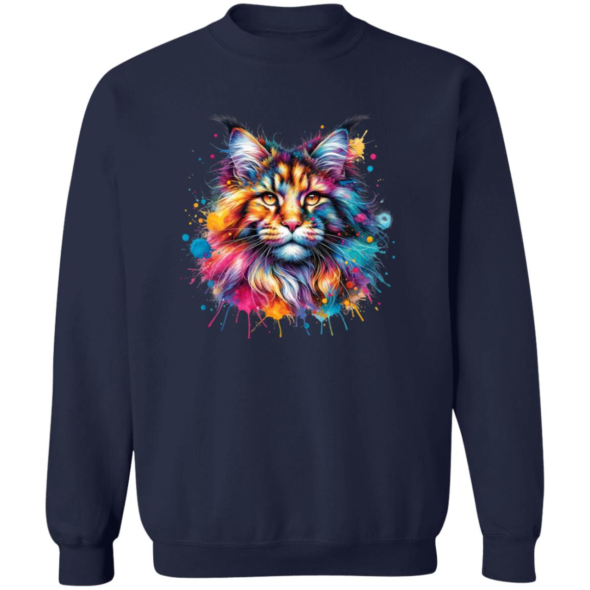 Maine Coon Mama Color Splash Unisex Sweatshirt Black Navy Dark Heather-Family-Gift-Planet