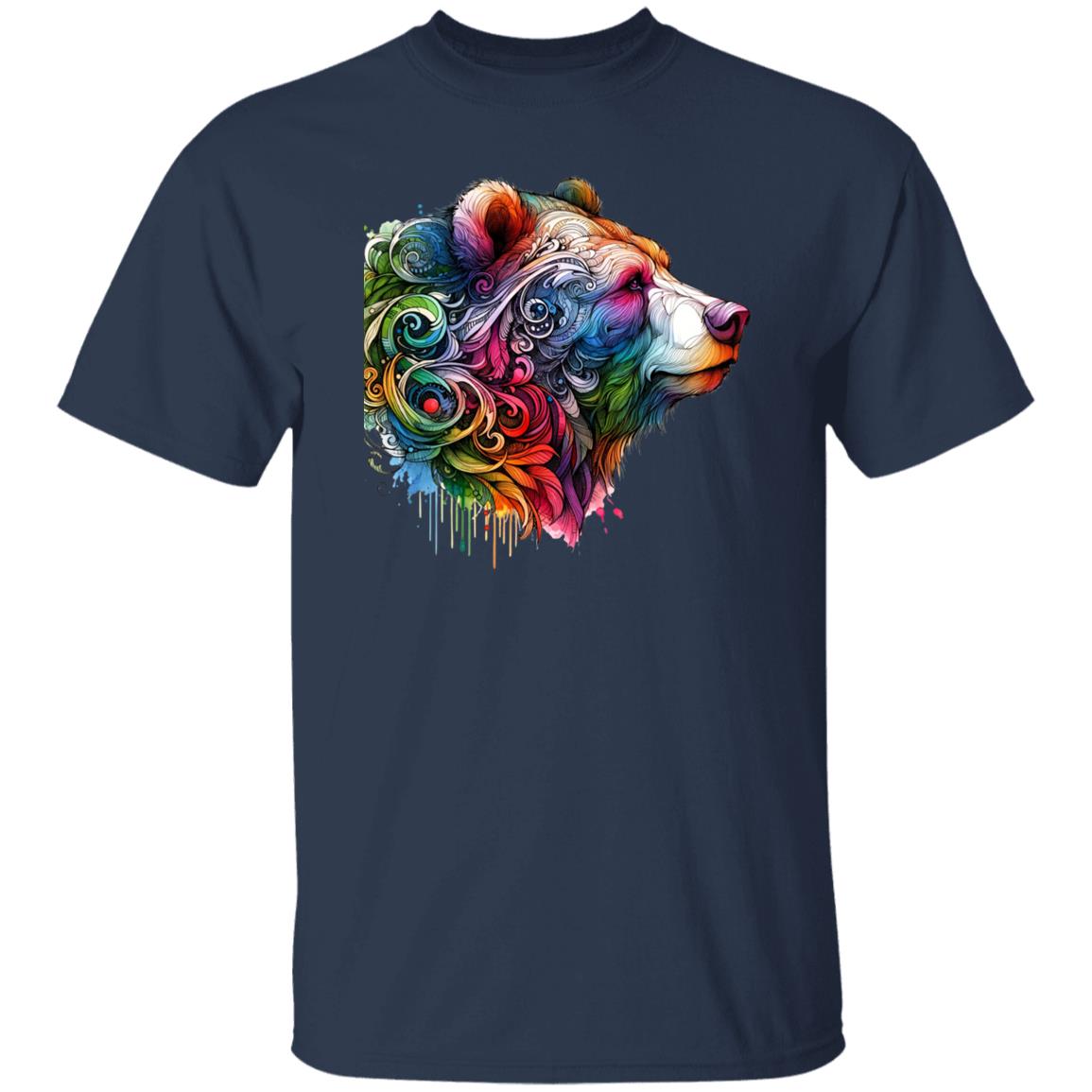 Bear colorful artistic Unisex T-shirt Black Navy Dark Heather-Family-Gift-Planet