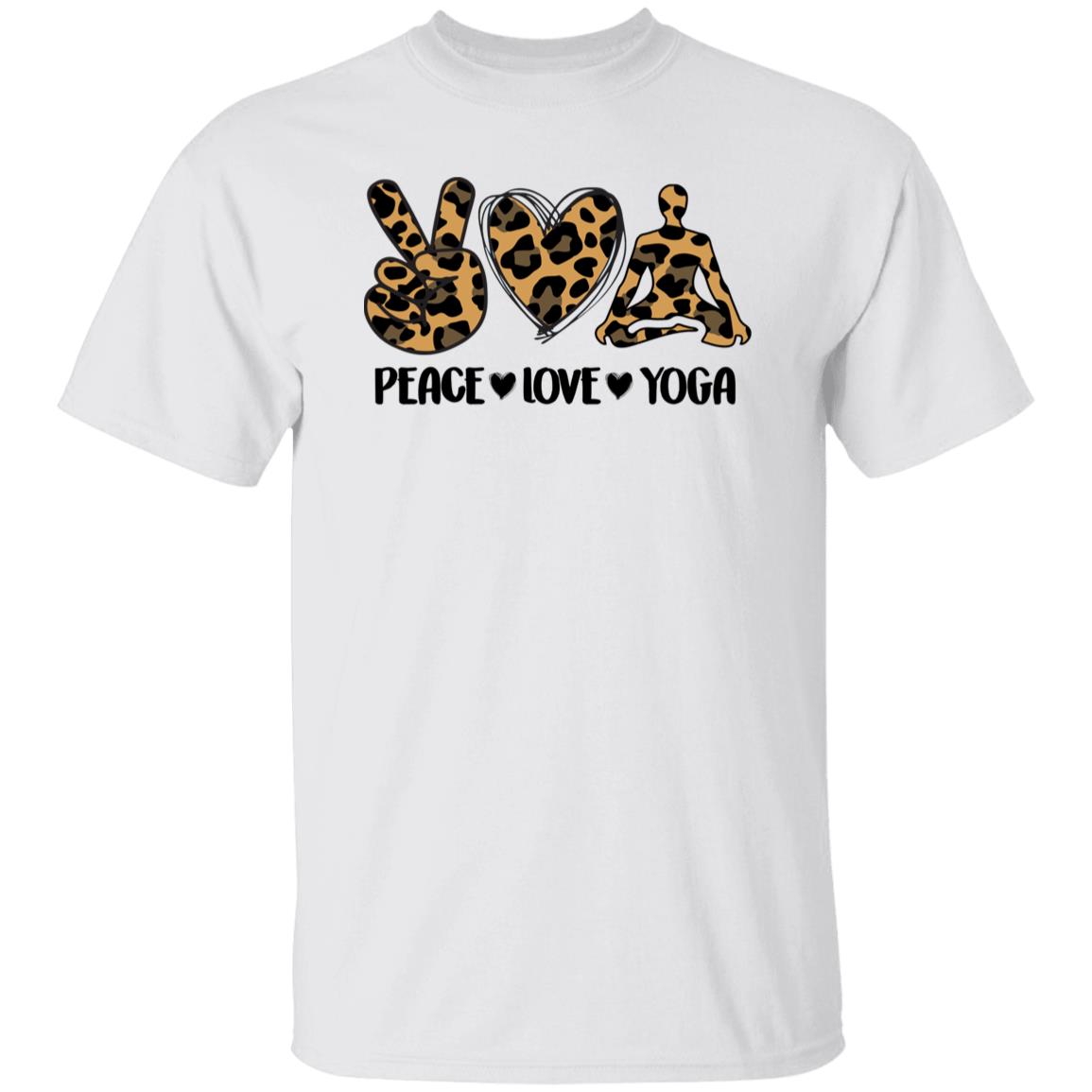 Peace Love Yoga T-Shirt Leopard skin Meditation Yoga Teacher Unisex Tee Sand White Sport Grey-Family-Gift-Planet