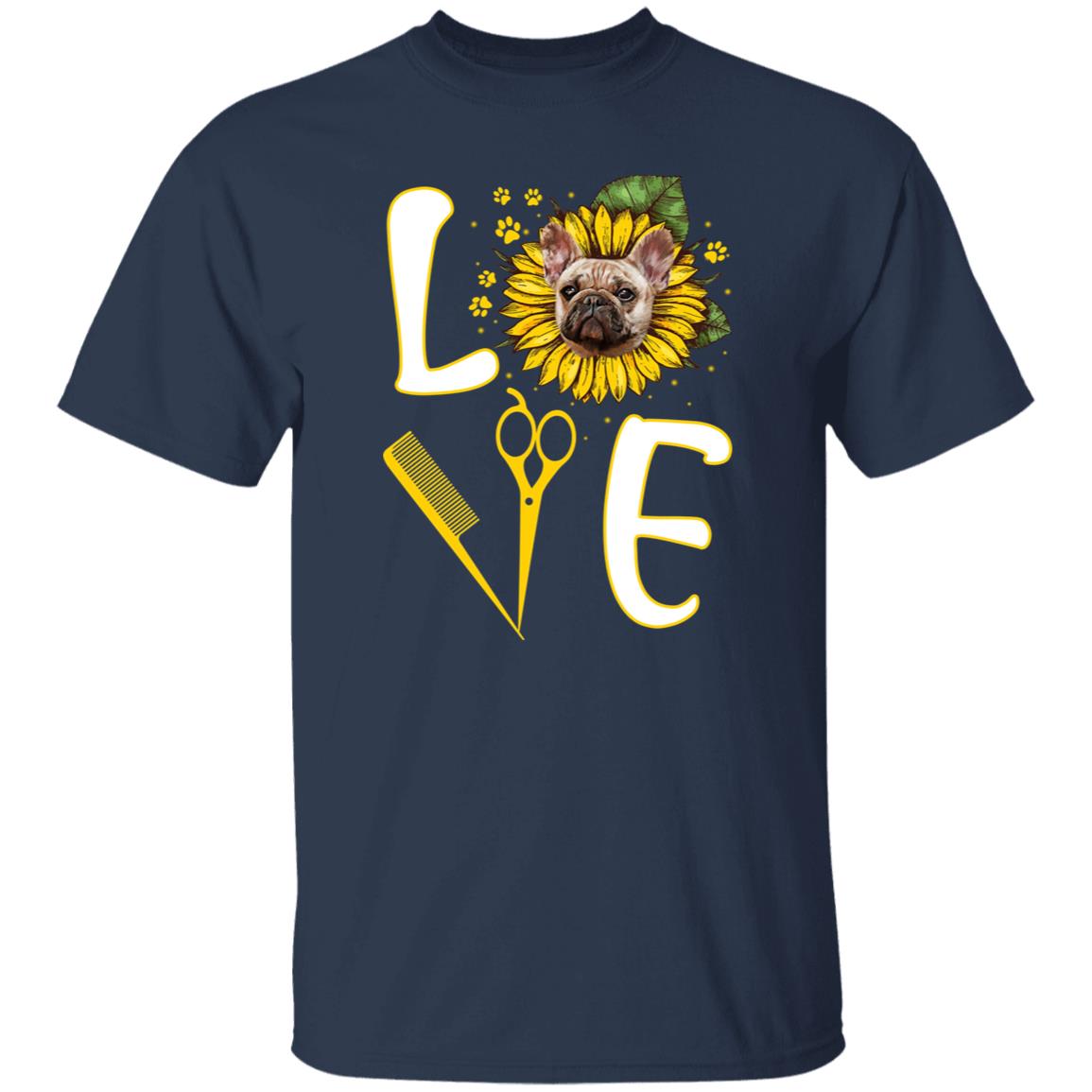 Dog groomer sunflower love Unisex t-shirt gift black navy dark heather-Family-Gift-Planet
