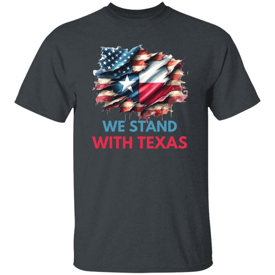 We stand with Texas Support Texas Unisex Tshirt Texas flag USA flag tee Black Navy Dark Heather-Family-Gift-Planet