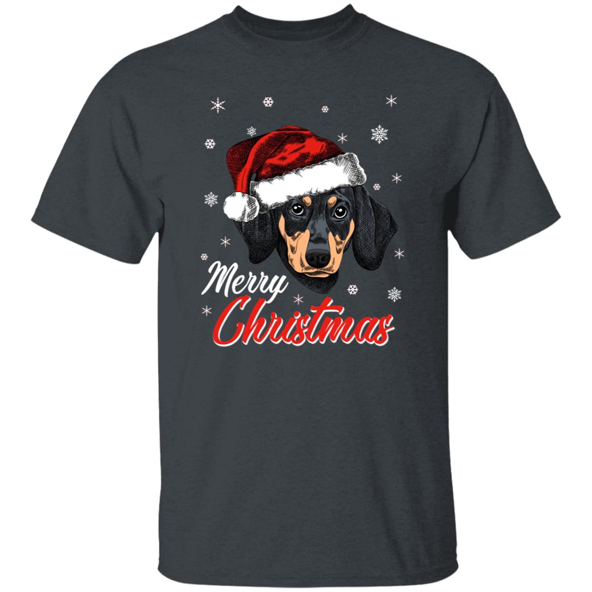 Dachshund Christmas Unisex shirt dachshund owner Holiday tee Black Dark Heather-Family-Gift-Planet