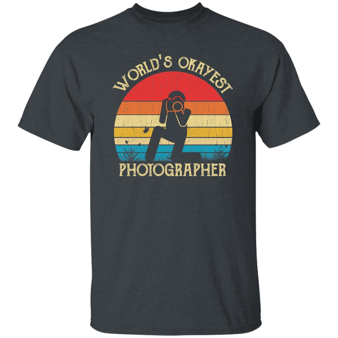 Photographer Unisex Shirt World's Okayest Photographer retro tee Black Dark Heather-Family-Gift-Planet