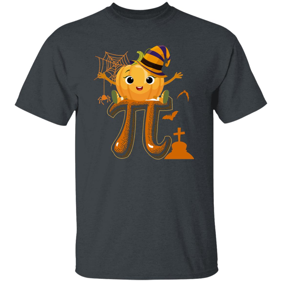 Math Teacher Halloween Unisex T-Shirt Cute pumpkin and pi mathematics tee Black Dark Heather-Family-Gift-Planet