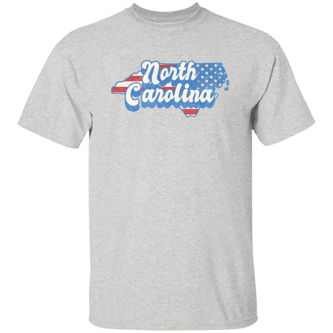North Carolina US flag Unisex T-Shirt American patriotic NC state tee White Ash Blue-Ash-Family-Gift-Planet