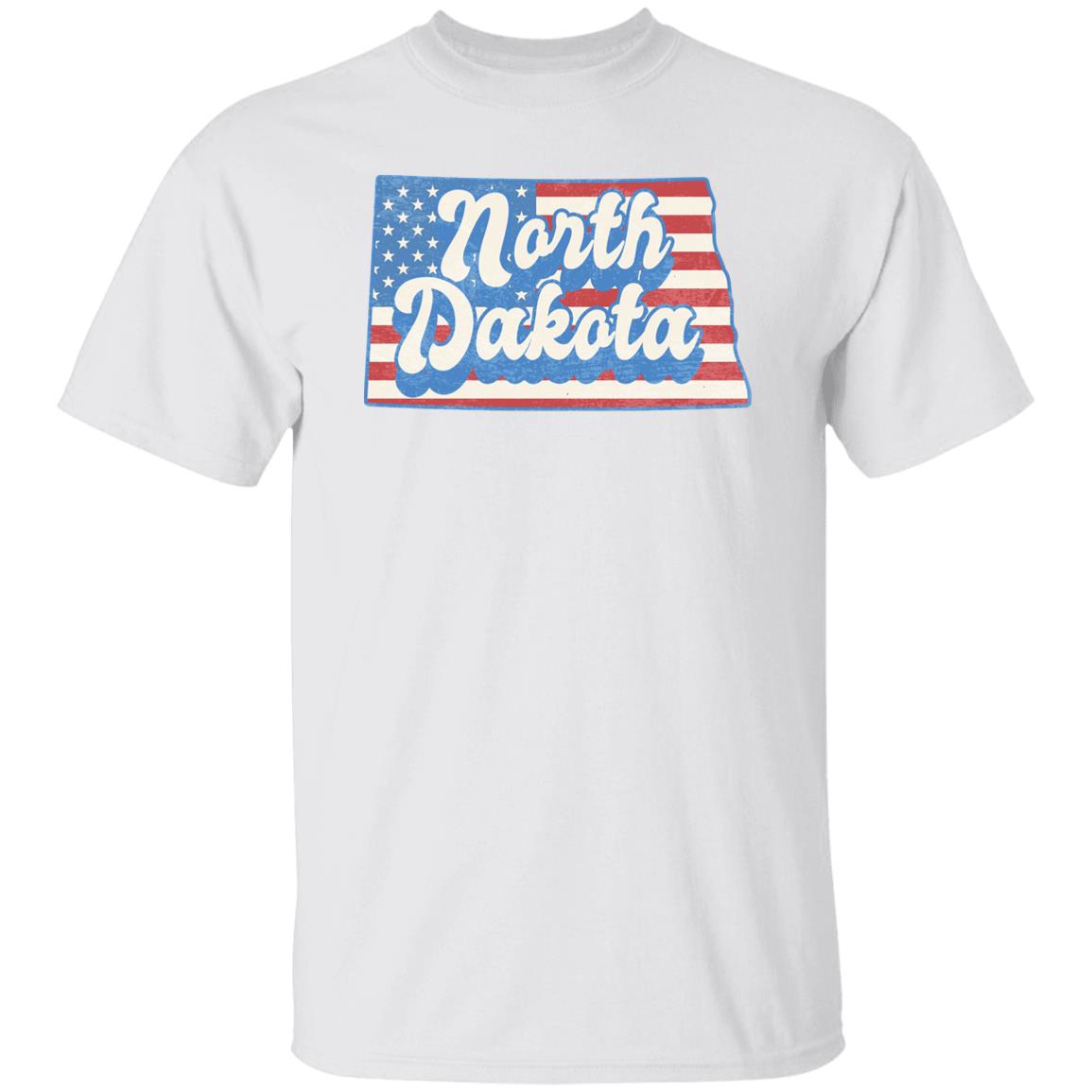 North Dakota US flag Unisex T-Shirt American patriotic ND state tee White Ash Blue-White-Family-Gift-Planet