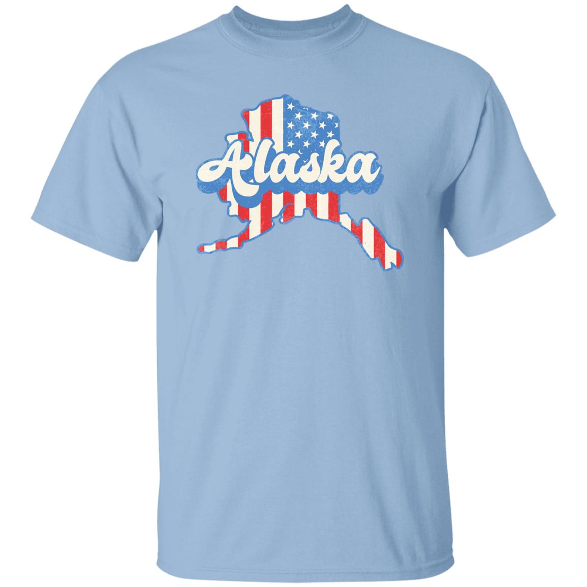 Alaska US flag Unisex T-Shirt American patriotic AK state tee White Ash Blue-Light Blue-Family-Gift-Planet