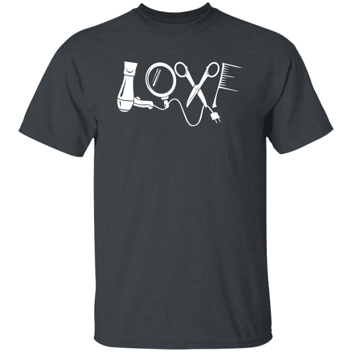 Hair Stylist Love Unisex T-shirt hairdresser haircutter tee black dark heather-Family-Gift-Planet