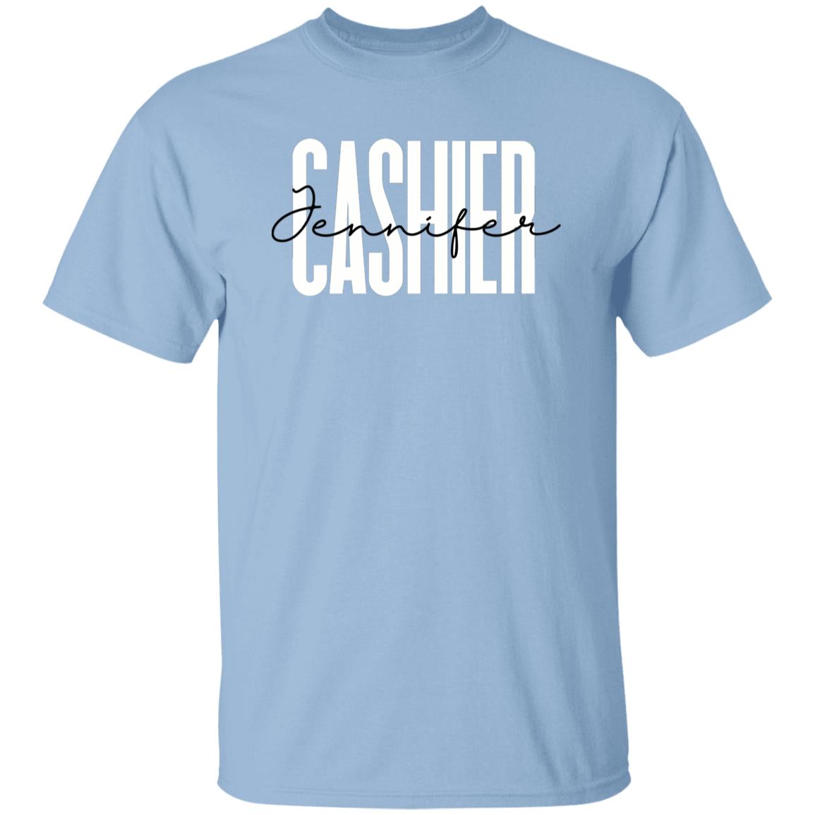 Personalized Cashier Unisex T-shirt Custom name store cashier Sand Blue Pink-Family-Gift-Planet
