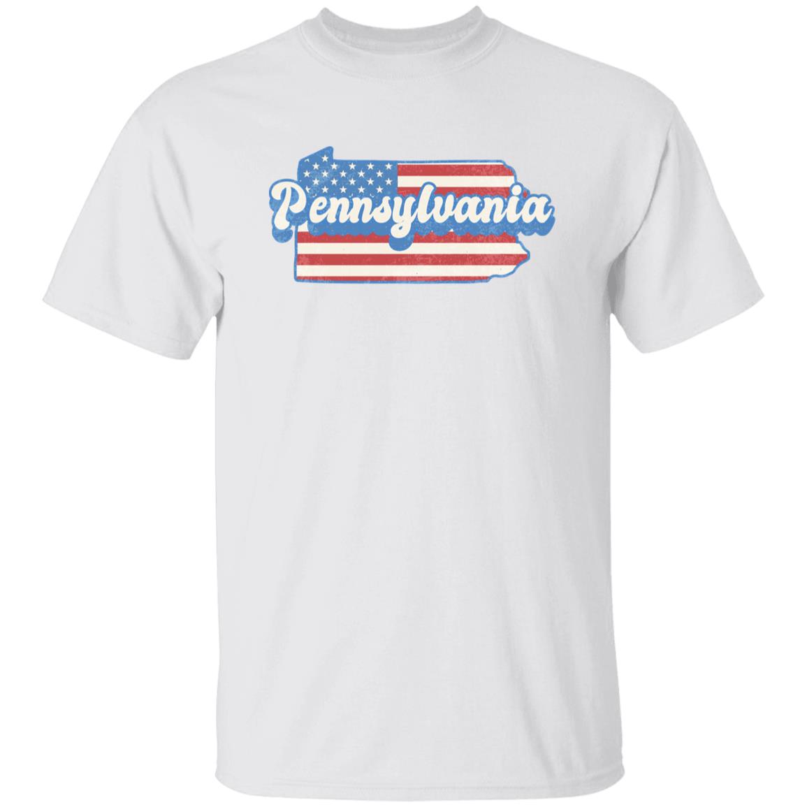 Pennsylvania US flag Unisex T-Shirt American patriotic PA state tee White Ash Blue-White-Family-Gift-Planet