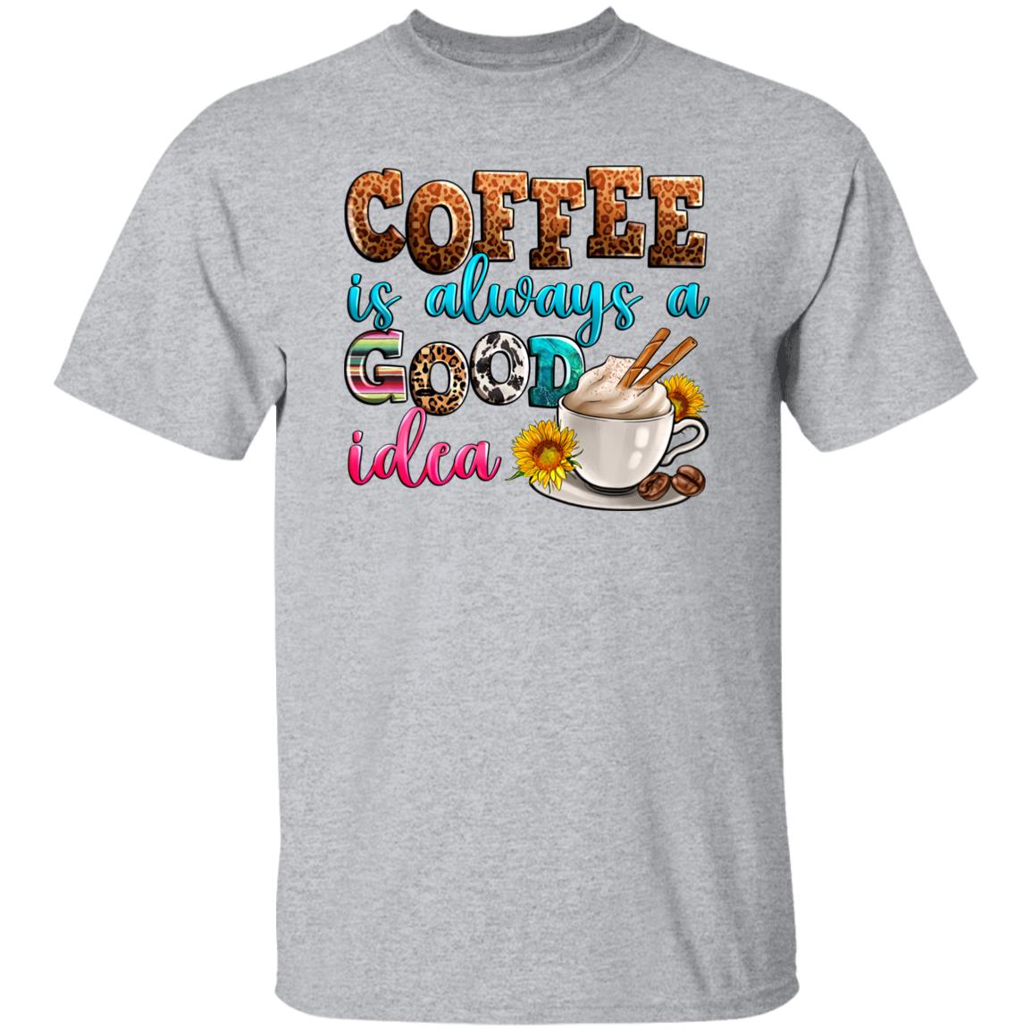 Coffee is always good idea T-Shirt Cappuccino coffee lover Unisex tee White Sand Sport Grey-Family-Gift-Planet