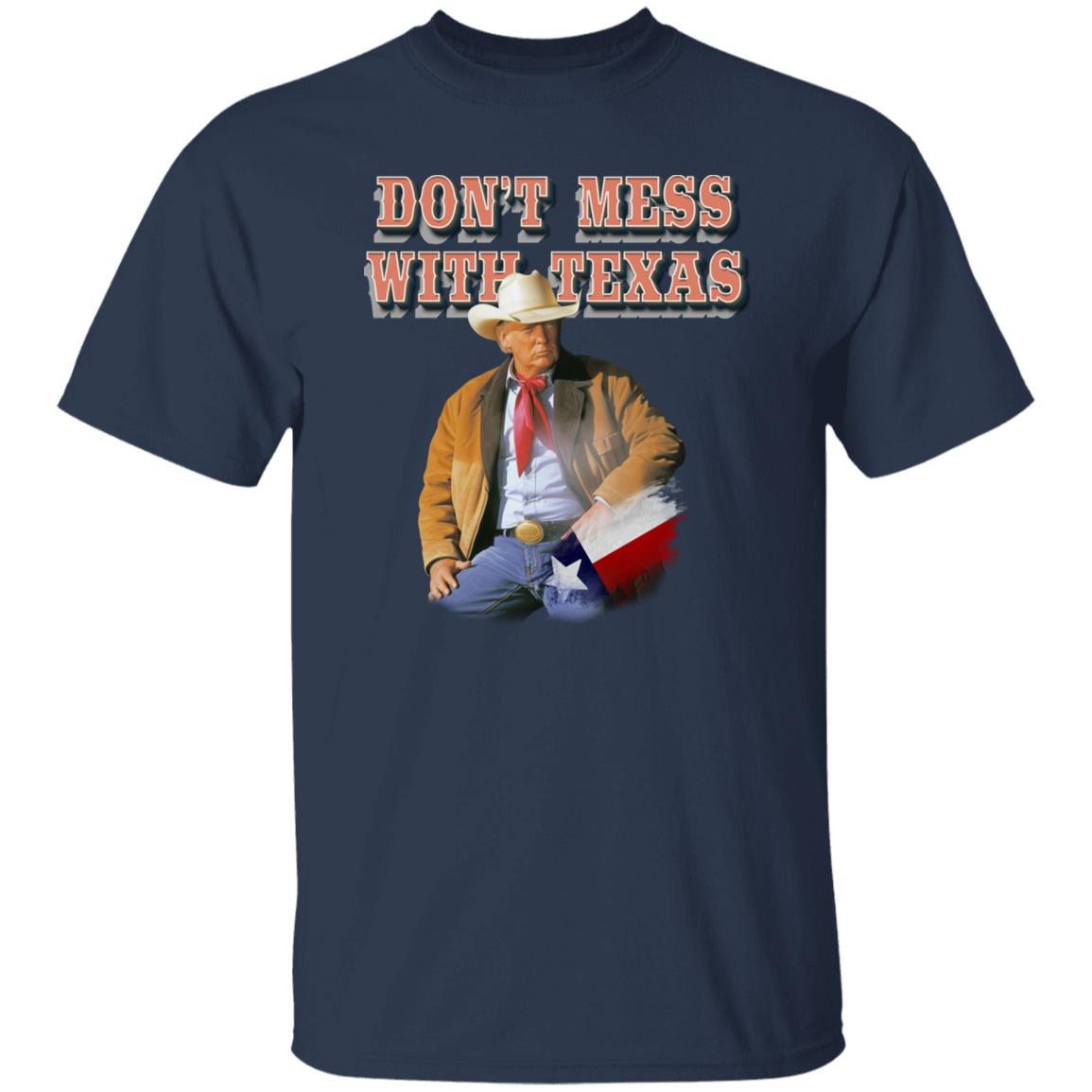 Don't Mess with Texus Trump T-Shirt gift Texas flag Trump cowboy Unisex tee Black Navy Dark Heather-Family-Gift-Planet