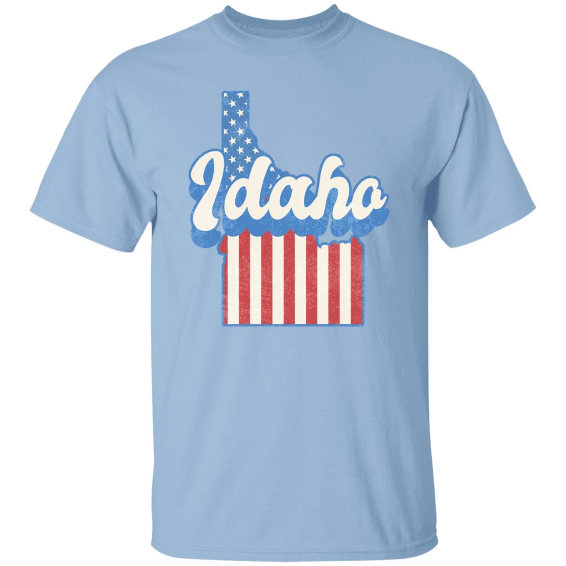 Idaho US flag Unisex T-Shirt American patriotic ID state tee White Ash Blue-Light Blue-Family-Gift-Planet