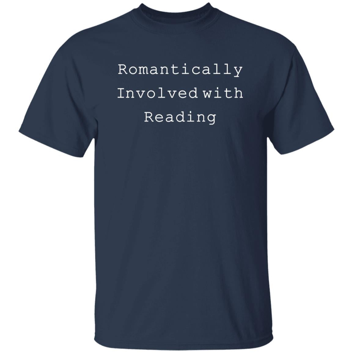 Romantically involved with reading Unisex Tshirt reader tee Black Dark Heather Navy-Navy-Family-Gift-Planet