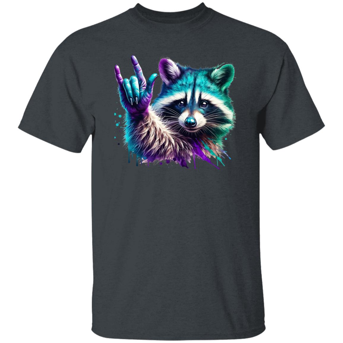 Cool Racoon T-Shirt gift Neon Racoon top-star Unisex tee Black Navy Dark Heather-Family-Gift-Planet