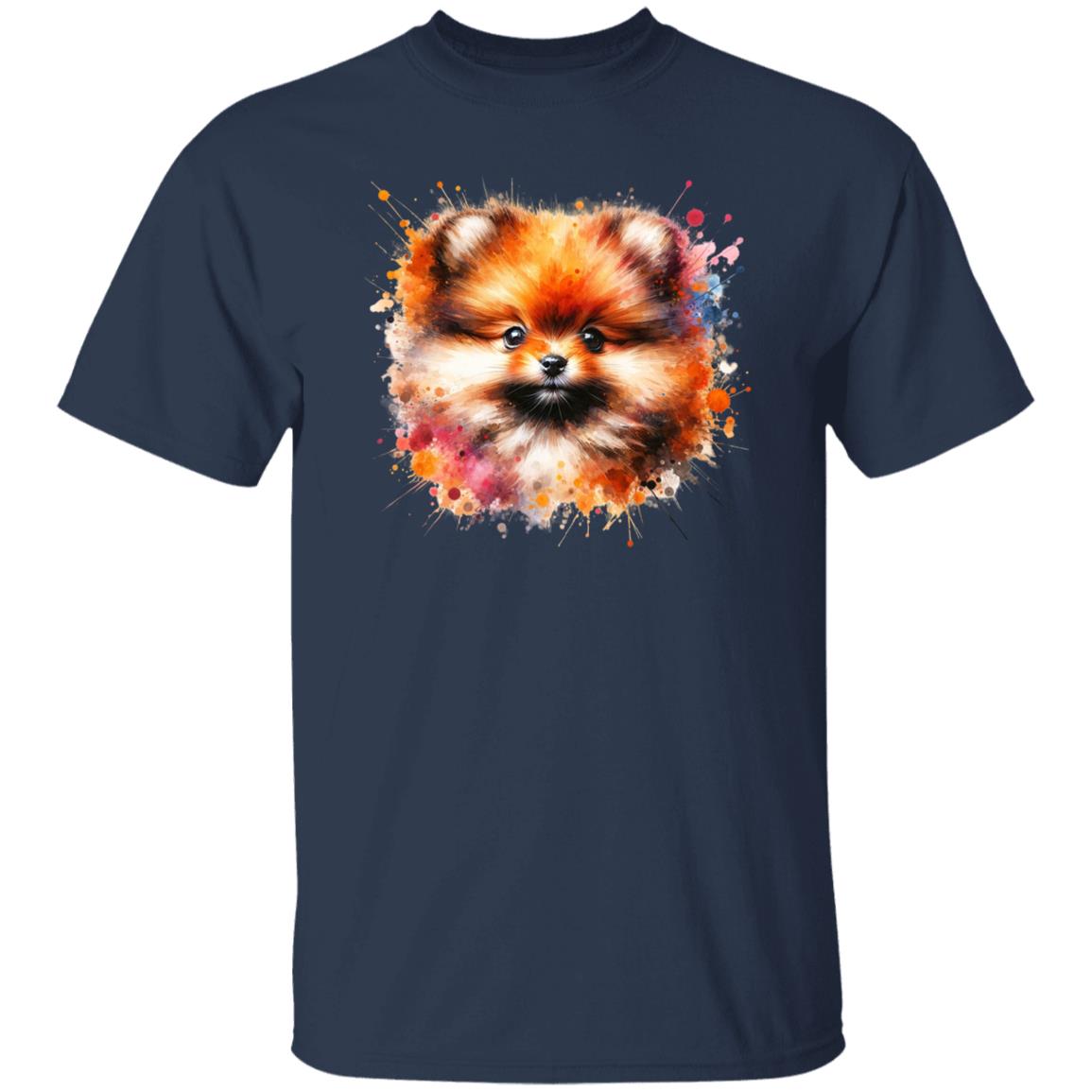Pomeranian Dog Color Splash Unisex T-Shirt Black Navy Dark Heather-Family-Gift-Planet