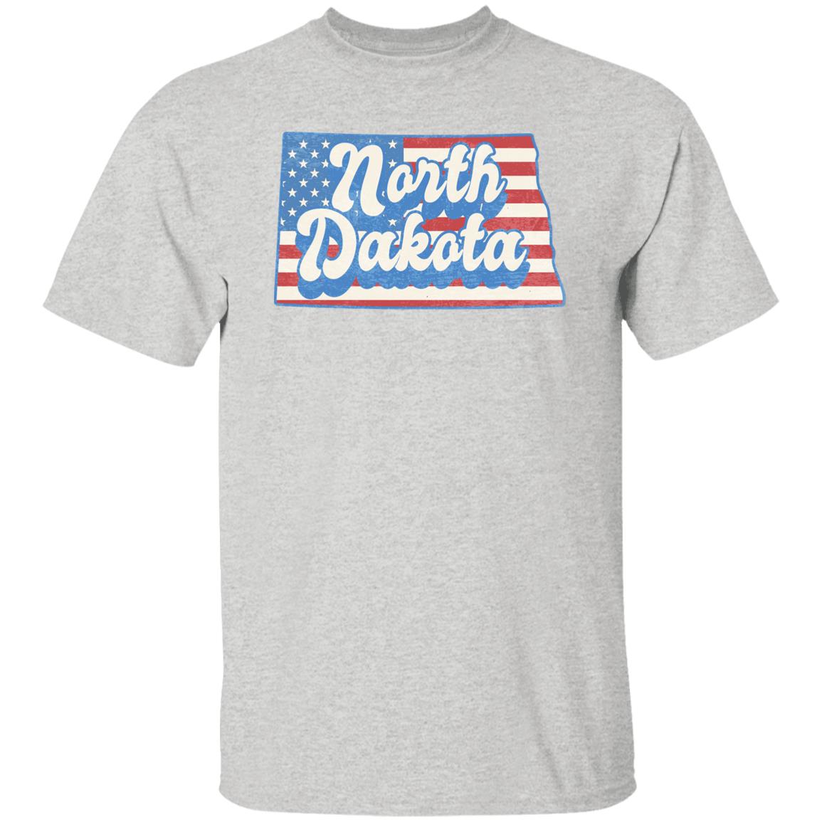 North Dakota US flag Unisex T-Shirt American patriotic ND state tee White Ash Blue-Ash-Family-Gift-Planet