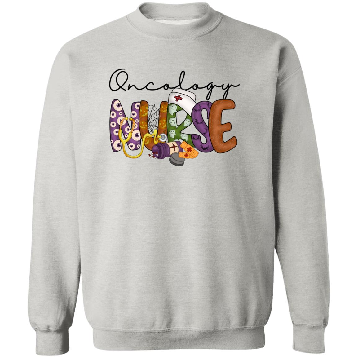 Oncology nurse Halloween Sweatshirt Crewneck Unisex Sand Ash S-2XL-Ash-Family-Gift-Planet