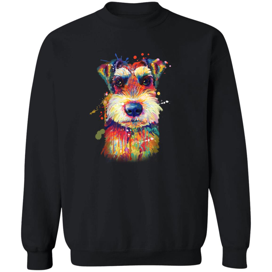 Abstract Schnauzer dog Unisex Crewneck Sweatshirt with expressive splashes-Family-Gift-Planet