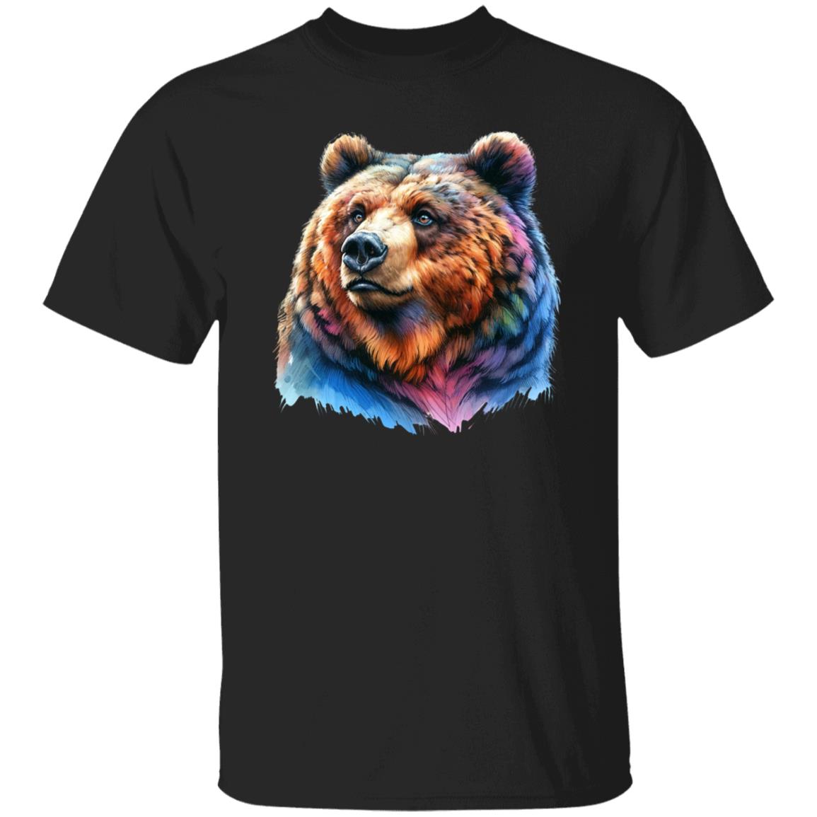 Grizzly artistic colorful Unisex T-shirt Black Navy Dark Heather-Family-Gift-Planet