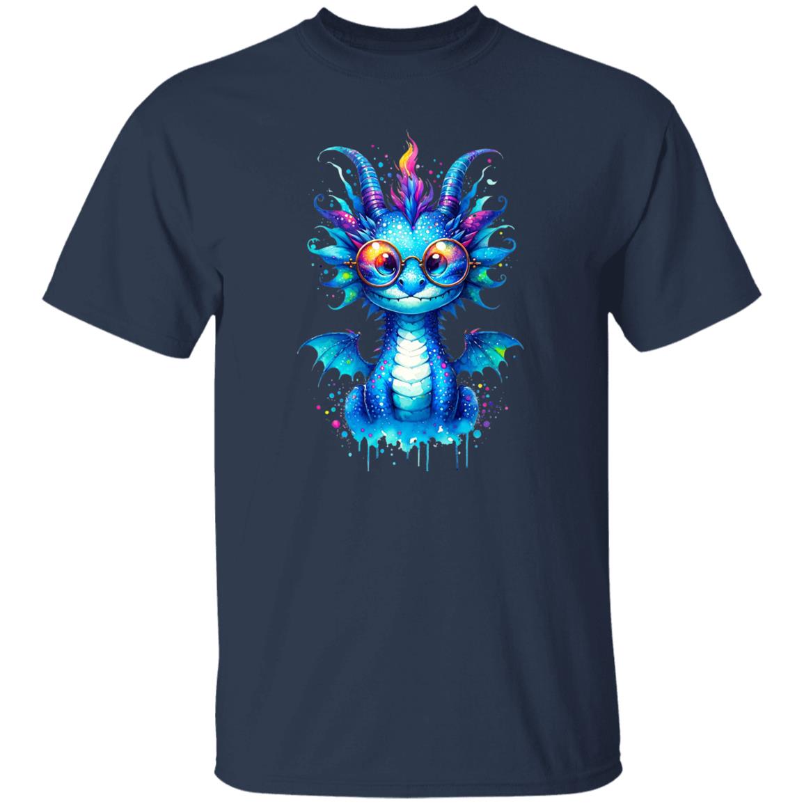Cool cute Blue dragon 2024 Color Splash Unisex T-shirt Black Navy Dark Heather-Family-Gift-Planet
