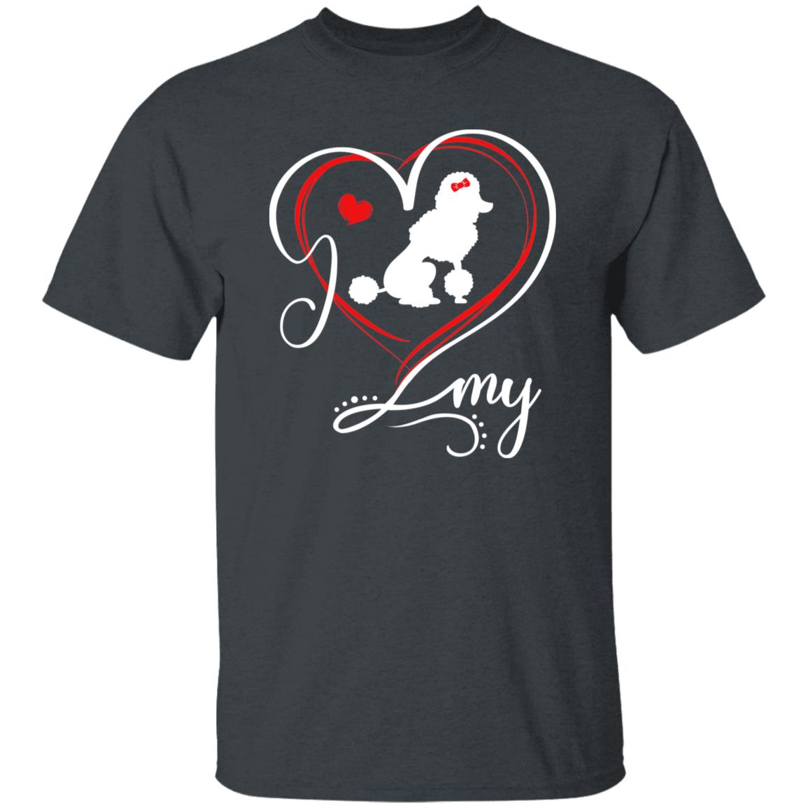 I love my Poodle heart T-Shirt gift Poodle Dog mom Unisex tee Black Navy Dark Heather-Family-Gift-Planet