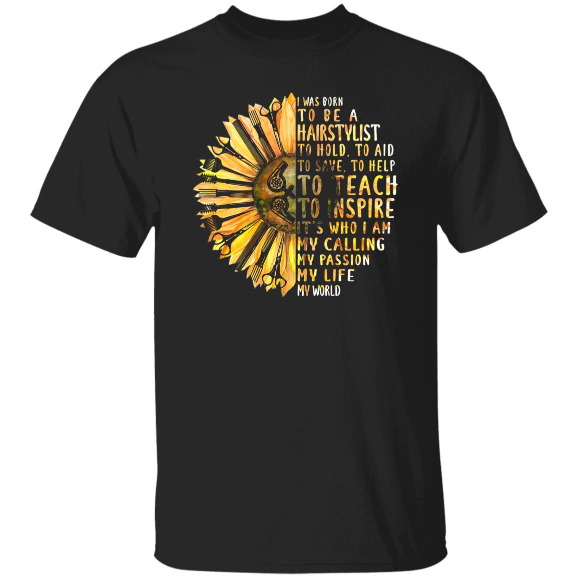 Hair stylist sunflower Unisex T-shirt hairdresser haircutter tee black dark heather-Family-Gift-Planet