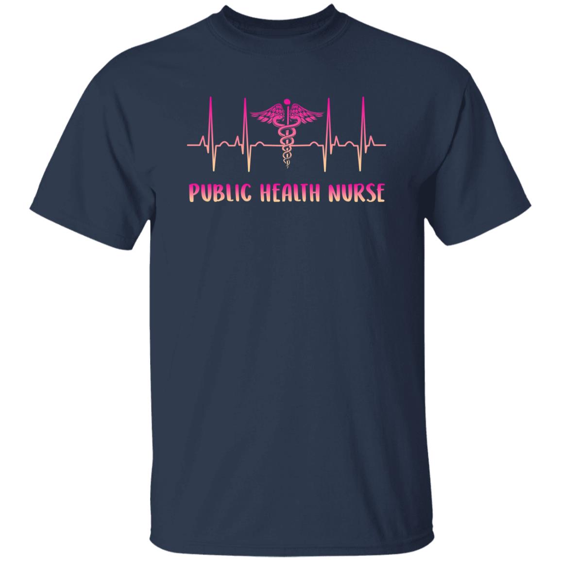 Public health nurse Heartbeat T-Shirt Epidemiology public health RN heart beat Unisex Tee Black Navy Dark Heather-Family-Gift-Planet