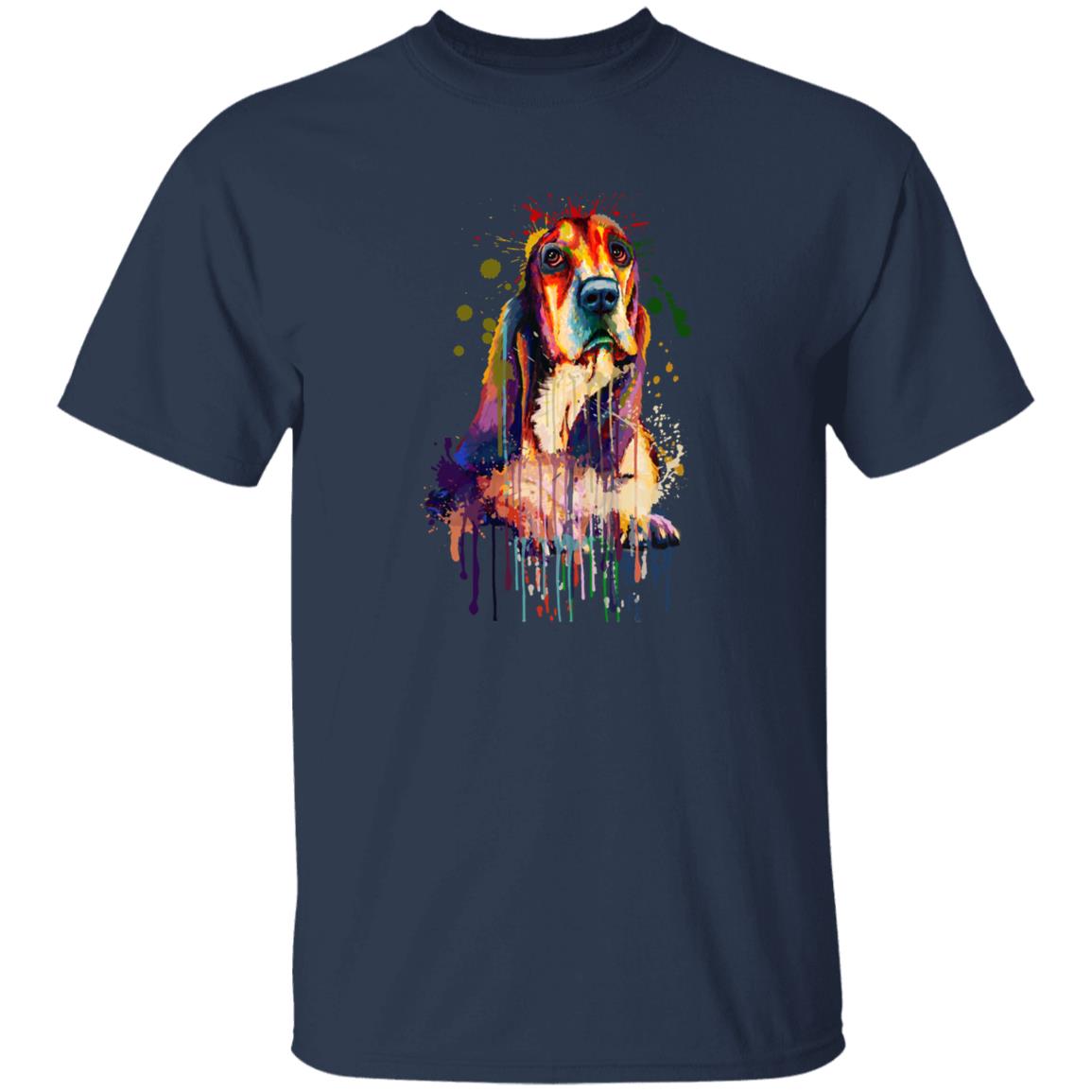Digital Art Basset Hound dog Unisex shirt S-2XL black navy dark heather-Navy-Family-Gift-Planet